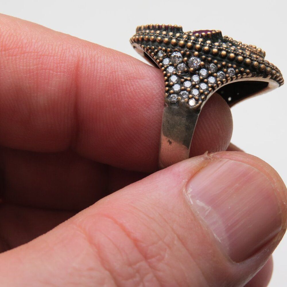 *925 Sterling Silver Diamond Ruby Ring - image 3